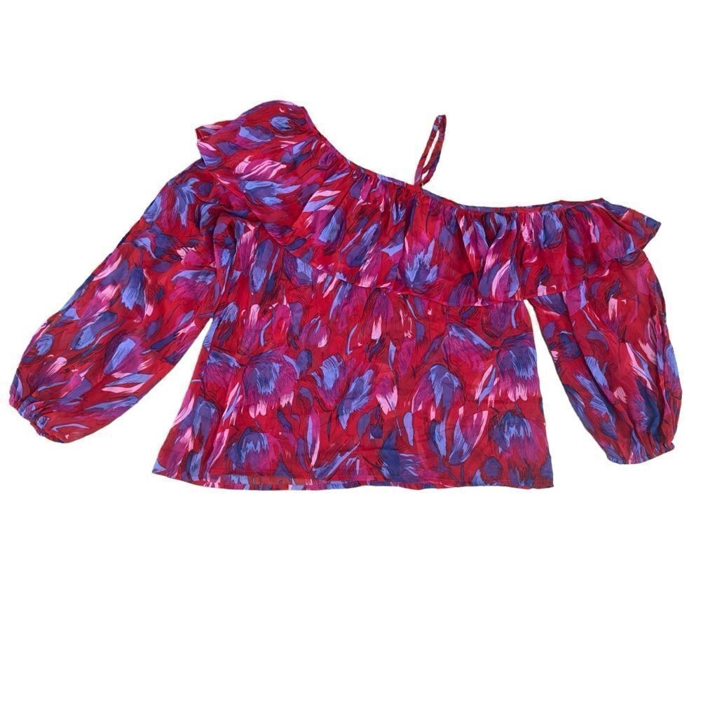 the room multicolored One Shoulder Long Sleeve Blouse SMALL